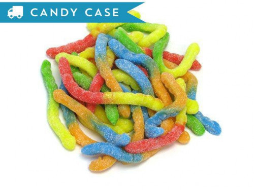 The wild fruit flavors of these gummy worms match their wild neon colors! Dusted with sour sugar, these worms will make your mouth pucker. Each worm is roughly 4 inches long. Bulk candy counts are approximated. Orders placed by midnight usually ship next #candy