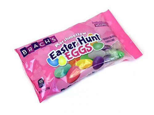 Brach's Easter Hunt Eggs are back! The individually wrapped eggs used to be known as Brach's Hide and Seek Eggs. They have a chewy marshmallow center encased in a hard sugar shell. The color assortment may include white, yellow, orange, green, blue, purpl #candy