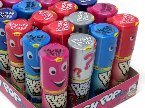 Push Pops are an 80s candy that is a lot fun. As the candy disappears, push on the bottom to see more. There are 5 random flavors which are determined by the manufacturer. Orders placed by midnight usually ship on the next business day. #candy