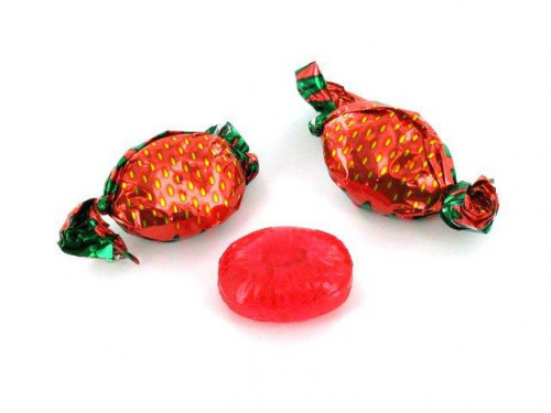 Strawberry Bon Bons are classic hard candies filled with sweet strawberry flavor. Each piece is individually wrapped in a unique strawberry wrapper. Orders placed by midnight usually ship on the next business day. #candy