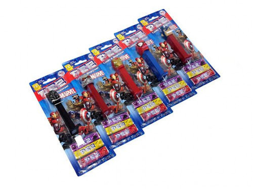 Pez dispenser in a blister pack with 3 refills. The characters are Ant-Man, Black Panther, Groot, Rocket, Spider Man, Iron, and Captain America. The dispenser you receive will be selected at random and may not be shown in the photos. Orders placed by midn #candy