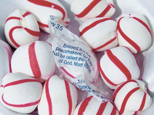 Delicious old fashioned, melt-in-your-mouth, soft peppermint. Each piece is individually wrapped in 1 of 178 different Bible verses. Bulk candy counts are approximated. Orders placed by midnight usually ship next business day. #candy