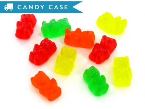 Gummi Bears in 6 assorted flavors. Each one is roughly 1 inch tall. A 20 lb bulk case has about 2400 bears. Orders placed by midnight usually ship on the next business day. #candy