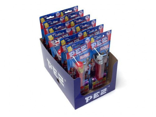 Pez dispenser in a blister pack with 3 refills. The characters are Ant-Man, Black Panther, Groot, Rocket, Spider Man, Iron, and Captain America. The dispensers you receive are packed at random by the manufacturer. You may notreceive all of the dispensers #candy