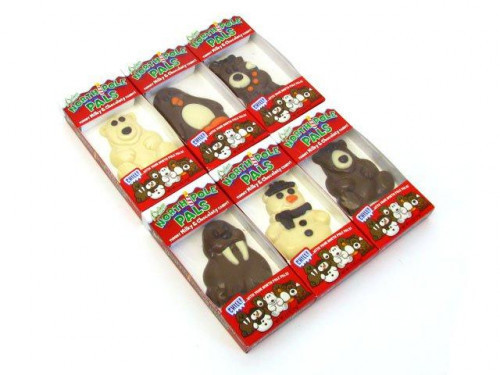 Chill with your North Pole Pals which include White Bear, Reindeer, Walrus, Snowman, Penguin, & Brown Bear. These Chocolate Pals are 3.75 inches tall and 3 inches wide. The colors and detail are really nice. Makes a great stocking stuffer. You are purchas #candy