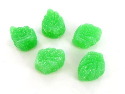 Spearmint Leaves are sugar-coated jelly candies that come in the shape of a leaf and with a spearmint flavor. Bulk candy counts are approximated. Orders placed by midnight usually ship next business day. #candy
