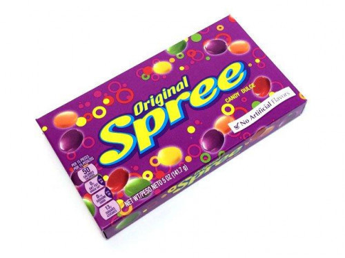 Spree are assorted sweetart disks with a candy shell. They come in the original flavors which are grape, lemon, lime, cherry and orange. Like it says on the side, "It's a kick in the mouth!" Orders placed by midnight usually ship on the next business day. #candy