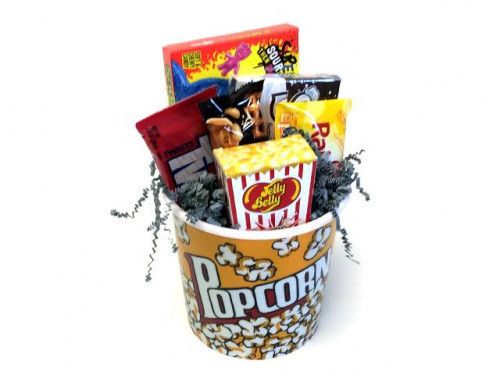 A sweet gift for your favorite movie buff! Each gift is 5 inches wide and 17 inches tall and includes; Sno Caps, Raisinetes, Sour Patch Kids, Jelly Belly Buttered Popcorn jelly beans, Take 5, and Twizzlers. Orders placed by midnight usually ship on the ne #candy