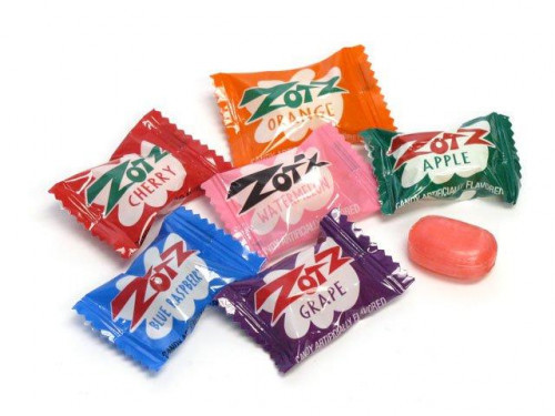 Zotz are a hard candy with a fizzy sour center. Each piece is individually wrapped. The assorted flavors are: apple, blue raspberry, cherry, grape, orange and watermelon. Bulk candy counts are approximated. Orders placed by midnight usually ship next busi #candy