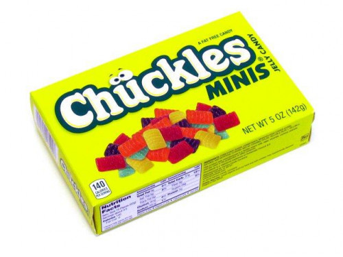 Mini Chuckles are sugar-coated jelly candies in assorted flavors which are cherry, lemon, licorice, orange and lime. Each piece is 0.5 inch by 0.75 inch and there are roughly 37 pieces in a 5 oz box. Orders placed by midnight usually ship on the next busi #candy