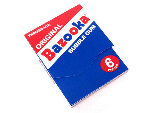 A Bazooka throwback to the original product. The original red white and blue packaging and the Bazooka Joe comic. Each mini wallet pack is 2.5 inches by 3 inches and includes 6 individually wrapped pieces. Orders placed by midnight usually ship on the nex #candy