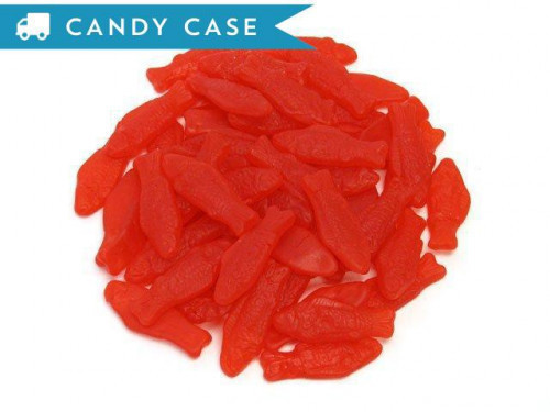 Swedish Fish are 2 inch long, soft and chewy fish-shaped candies with a strawberry flavor. A 30 lb bulk case contains about 2250 pieces. Orders placed by midnight usually ship on the next business day. #candy