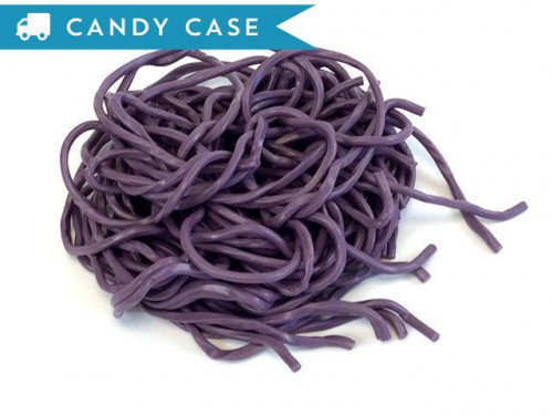 Grape Laces are strings of purple licorice. They are roughly 36 inches long and are soft with a dull finish. Bulk candy counts are approximated. Orders placed by midnight usually ship on the next business day. #candy