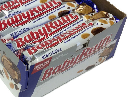 Baby Ruth is a candy bar bursting with peanuts, rich caramel and chewy nougat. Orders placed by midnight usually ship on the next business day. #candy