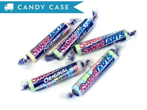 SweeTarts will tweak your taste buds with a tart and tangy, mouth-puckering taste. Bite em... you'll see. They're sweet no they're tart. They can't make up their mind! Each wrapped roll has 13 individual pieces. A 30 lb bulk case has about 1800 rolls. Ord #candy