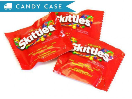 Skittles are small chewy candies in a package of original fruit flavors which are grape, lemon, green apple, orange and strawberry. Orders placed by midnight usually ship on the next business day. #candy
