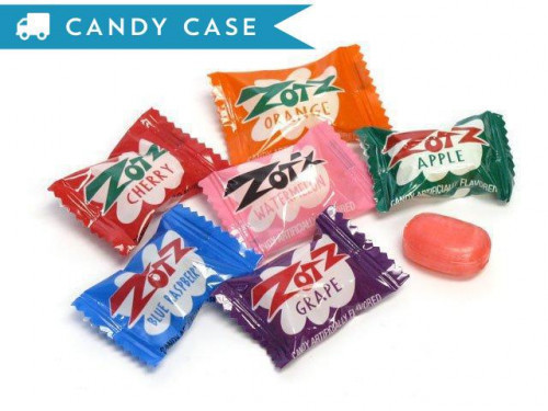 Zotz are a hard candy with a fizzy sour center. Each case has about 1250 individually wrapped pieces. The flavors are apple, blue raspberry, cherry, grape, orange and watermelon. Orders placed by midnight usually ship on the next business day. #candy