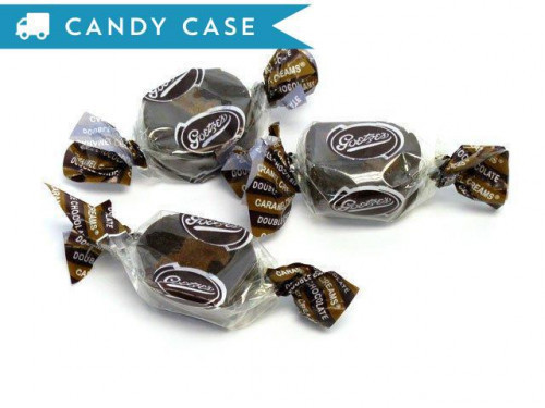 These caramel creams are made with rich, chocolate flavored caramel, wrapped around an even richer creamy chocolate center. A 10 lb bulk case contains about 400 pieces. Orders placed by midnight usually ship on the next business day. #candy