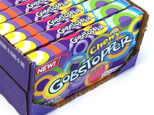 Gobstoppers are one of Willy Wonka's favorites. This version still has the hard outer shell, but has a chewy center! Orders placed by midnight usually ship on the next business day. #candy