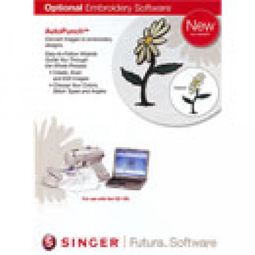 Singer Futura CE-150 AutoPunch software converts images to embroidery designs using easy to follow wizards. For use with Singer Futura CE-150 embroidery and sewing machine. #singer