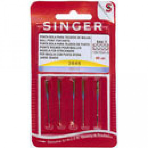 Five pack of Singer ball point needles for sewing machines. Size 90/14 sews medium weight knits and synthetics. Style 2045. #singer