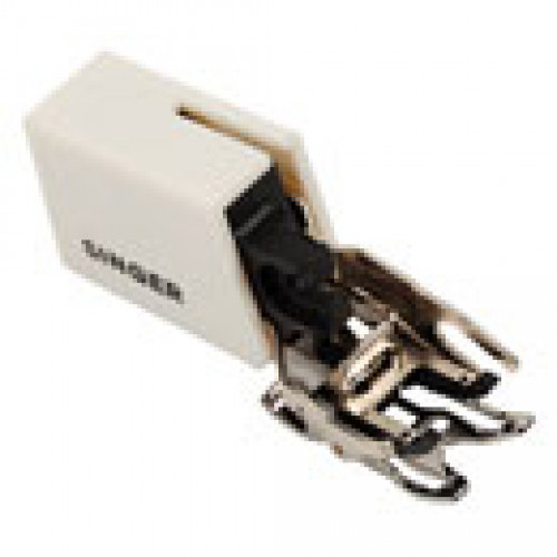 Singer even feed foot / walking foot for fabrics that stretch or slip easily. For slant shank sewing machines, plastic housing and foot with teeth. Part number 521333-S. #singer