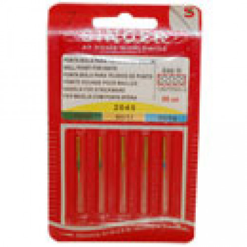 Five pack of Singer ball point needles for sewing machines. Two size 11, two size 14, one size 16. Style 2045. Ideal for sewing knits and synthetics. Singer 9960 quantum stylist accessories #singer