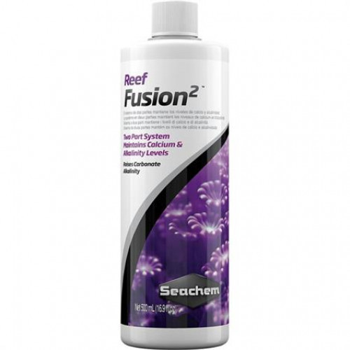 Reef Fusion 2 contains a mixture of carbonates and bicarbonates at an alkalinity of 4400 meq/L. It is designed to restore and maintain alkalinity in the reef aquarium and provide calcareous species with the essential carbonate needed for growth. Reef Fusi #ml