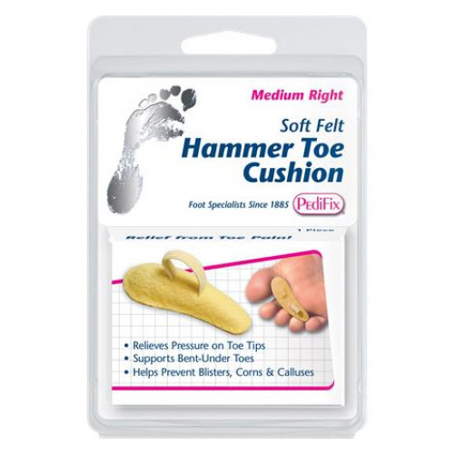 Pedifix Hammer Toe Cushion is soft felt pad that instantly support hammer, claw, mallet and/ or arthritic toes while easing pressure on toe tips to help prevent corns, calluses and blisters. It can also soothe related forefoot pain. The adjustable toe loo #ml