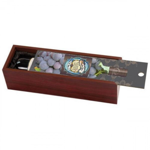 Rosewood Finish Wine Box with customized picture Lid. Will hold 1 standard sized wine bottle. The lid slides into the box from the one end and the lid has a finger hole for easy sliding. No tools are included. #wine