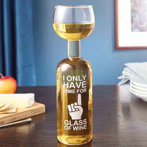 You have to get the kids to soccer practice, cook dinner, do the laundry, but hey what's one glass of wine? Put things on hold for just a minute with this hilarious Only One wine bottle wine glass. Holding an entire 750ml bottle of your favorite vino, thi #wine