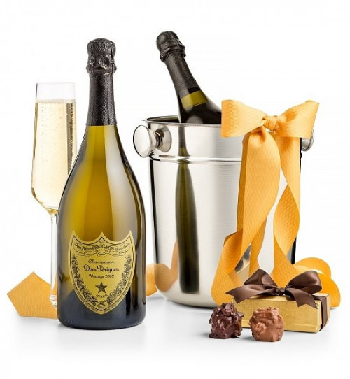 Chocolate and Champagne Delivered in A Chiller - When you want to impress for a special occasion send your wishes with the the perfect combo: a gift of this popular champagne and chocolate nestled in a Queen Anne chiller. This gift features Moet & Chandon #wine