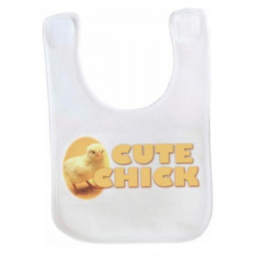 White soft fleece bib with velcro closure. Upload your own design or artwork to create a personalized baby bib. #baby