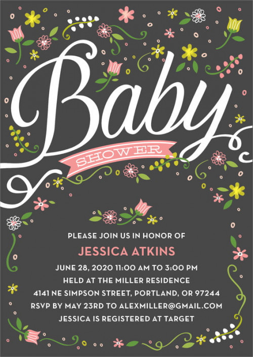 Set of 10. Custom Printed Baby Shower Invitations, Floral Baby Style, Pink, Personalized With Your Words, / Baby Shower Invitations - Pink - Floral Baby #baby