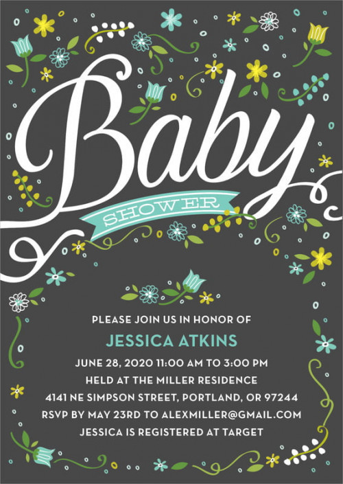 Set of 10. Custom Printed Baby Shower Invitations, Floral Baby Style, Aruba, Personalized With Your Words, / Baby Shower Invitations - Aruba - Floral Baby #baby