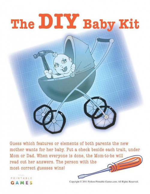 If you've ever played Baby's Beautiful Reflection, then you'll know what to expect with the DIY Baby Kit. Each guest at the Baby Shower tries to guess which features and characteristics the Mom-to-be wants her new baby to inherit from each parent. Once #baby