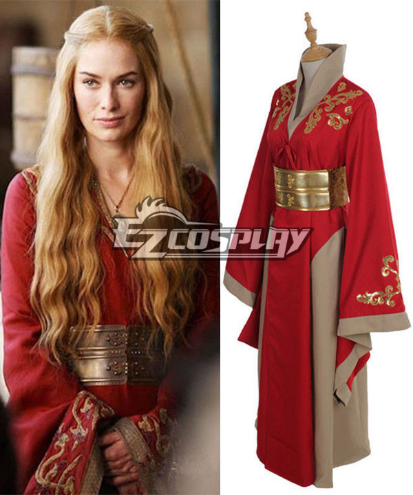 Game Of Thrones Queen Cersei Lannister Red Luxury Dress Intriguing Cosplay Costume #luxury