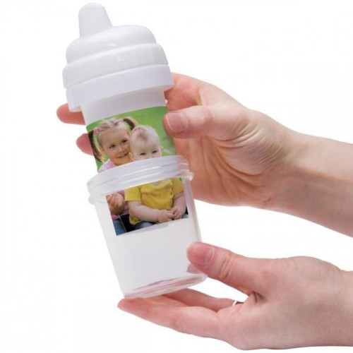 5 oz. baby cup allows you to easily change personal insert, available in white, pink, blue, and green. The baby cup is really cute and durable, super easy to assemble. You can design your own baby sippy cup, insert a photo, craft, project, monogram, or e #baby