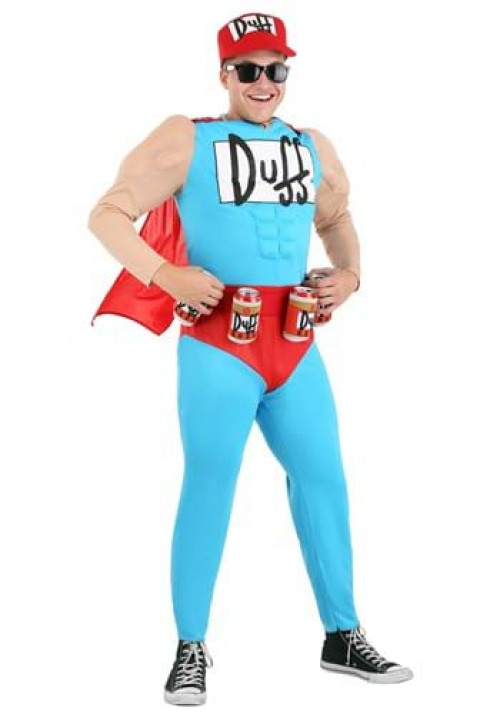 Get this funny Men's Duffman Costume from The Simpsons for a funny Halloween idea. Pair it with our Duffwoman costume for a fun couples theme! Available in 1X/2X #alcohol