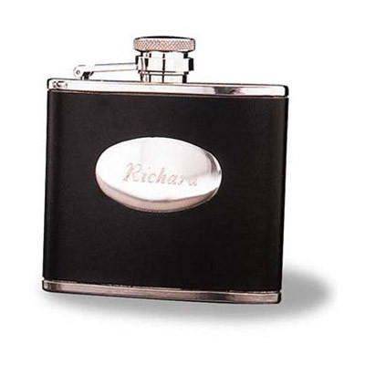 Give a Personalized Leather Flask to a special guy in your life. An affordable Groomsmen Gift, Christmas Gift for your guy or Father's Day Gift for Dad. Personalized stainless 4 ounce flask with black leather sleeve. Very elegant yet casual! This affordab #alcohol
