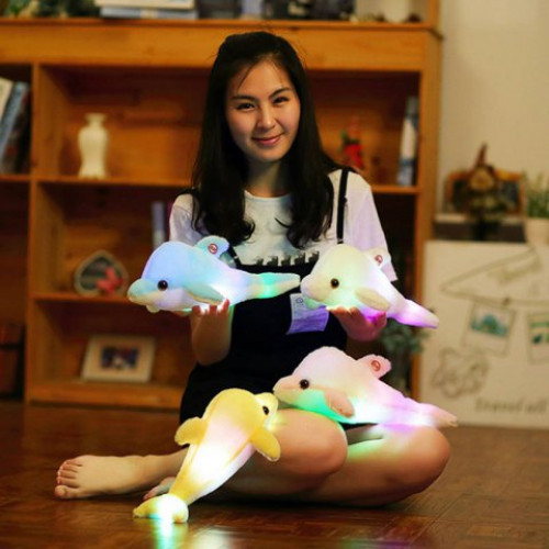 Creative Luminous Plush Dolphin Doll Glowing Pillow Colorful LED Light Plush Animal Toys Kids Gift #toys