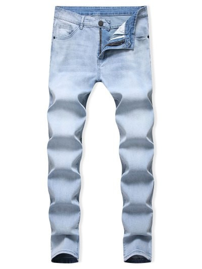 Light Wash Zipper Fly Jeans #jeans