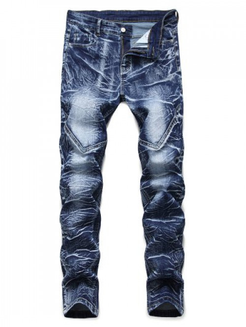 Leisure Printed Zipper Jeans #jeans