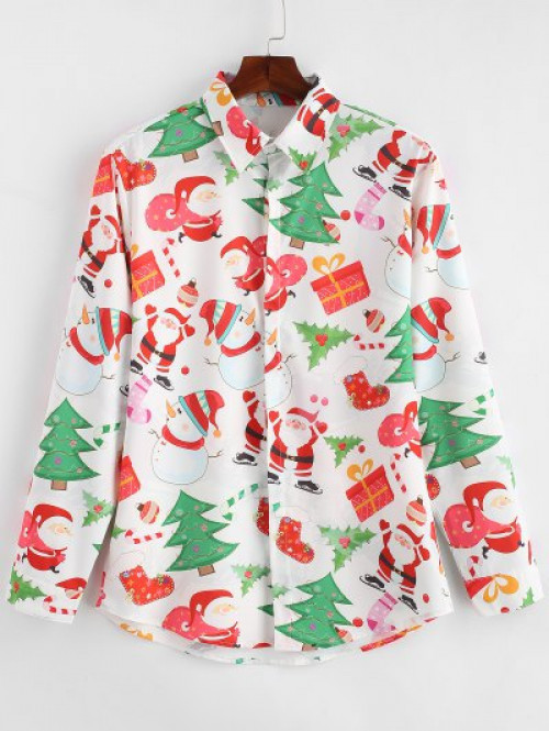Santa Gift Snowmen Print Christmas Shirt #gift