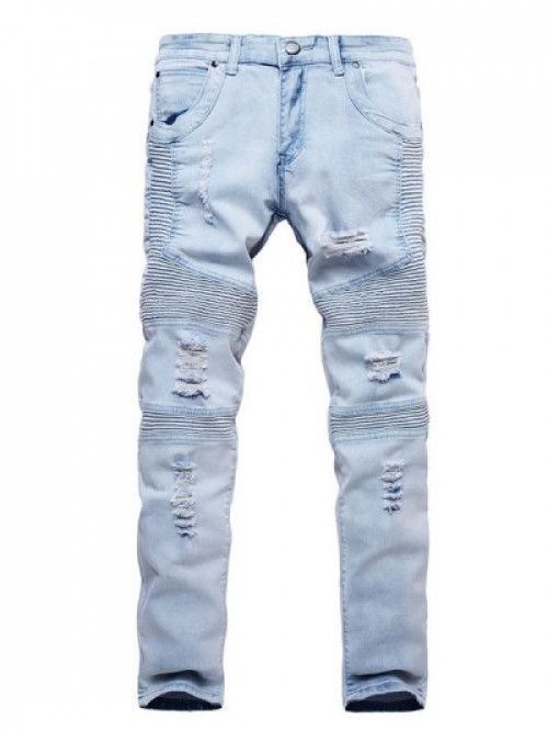 Drape Ripped Decoration Jeans #jeans