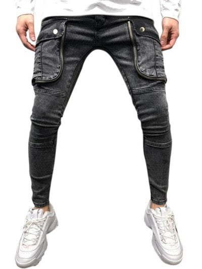 Pocket Design Ripped Jeans #jeans