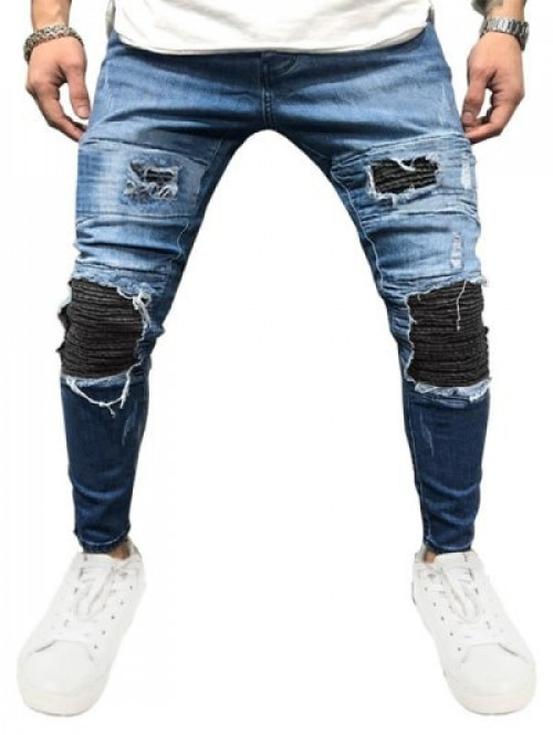 Drape Panel Patchworks Jeans #jeans