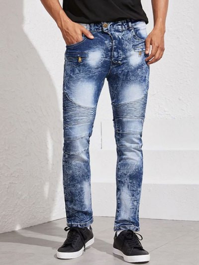 Drape Panel Zip Fly Jeans #jeans