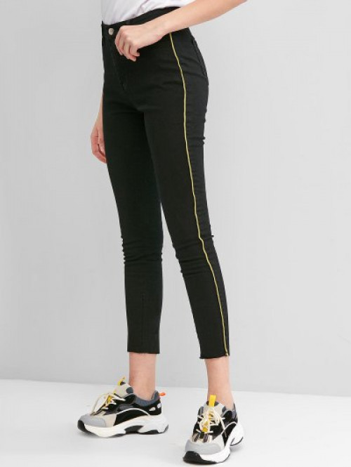 Glittery Piping Skinny Jeans #jeans