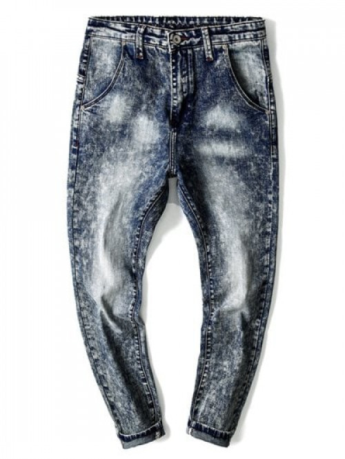Zip Fly Tie Dye Print Jeans #jeans